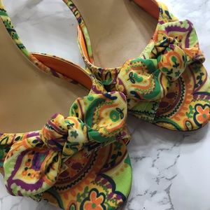 Paisley and cork kitten heel bandolino mules